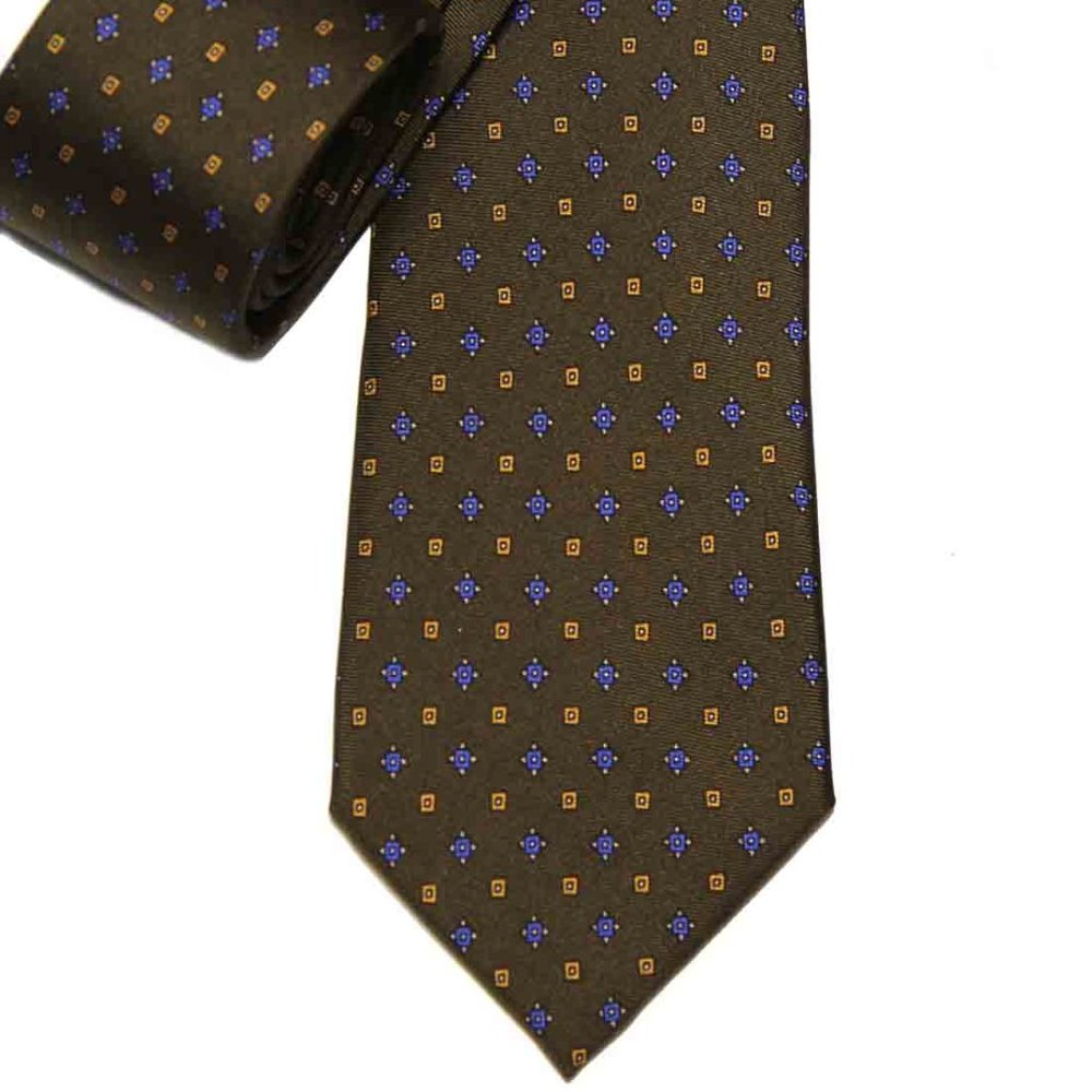 Hugh Parsons Italian Silk Tie Brown Blue Orange